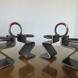 Serre brutalist books in raw steel 70s