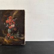 Miniature still life, oil painting signed from the 19th century, French school.