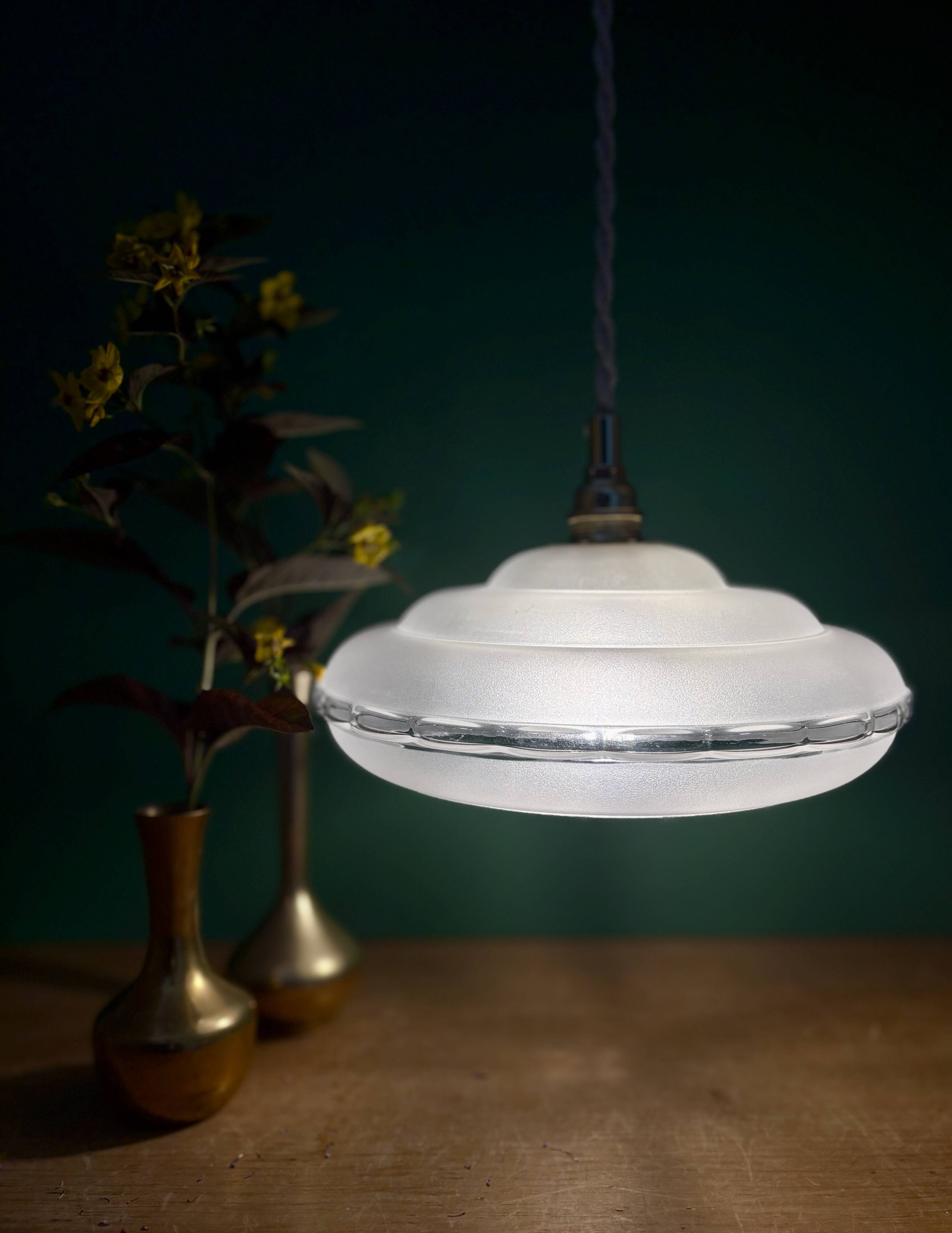 Vintage frosted glass lampshade pendant light