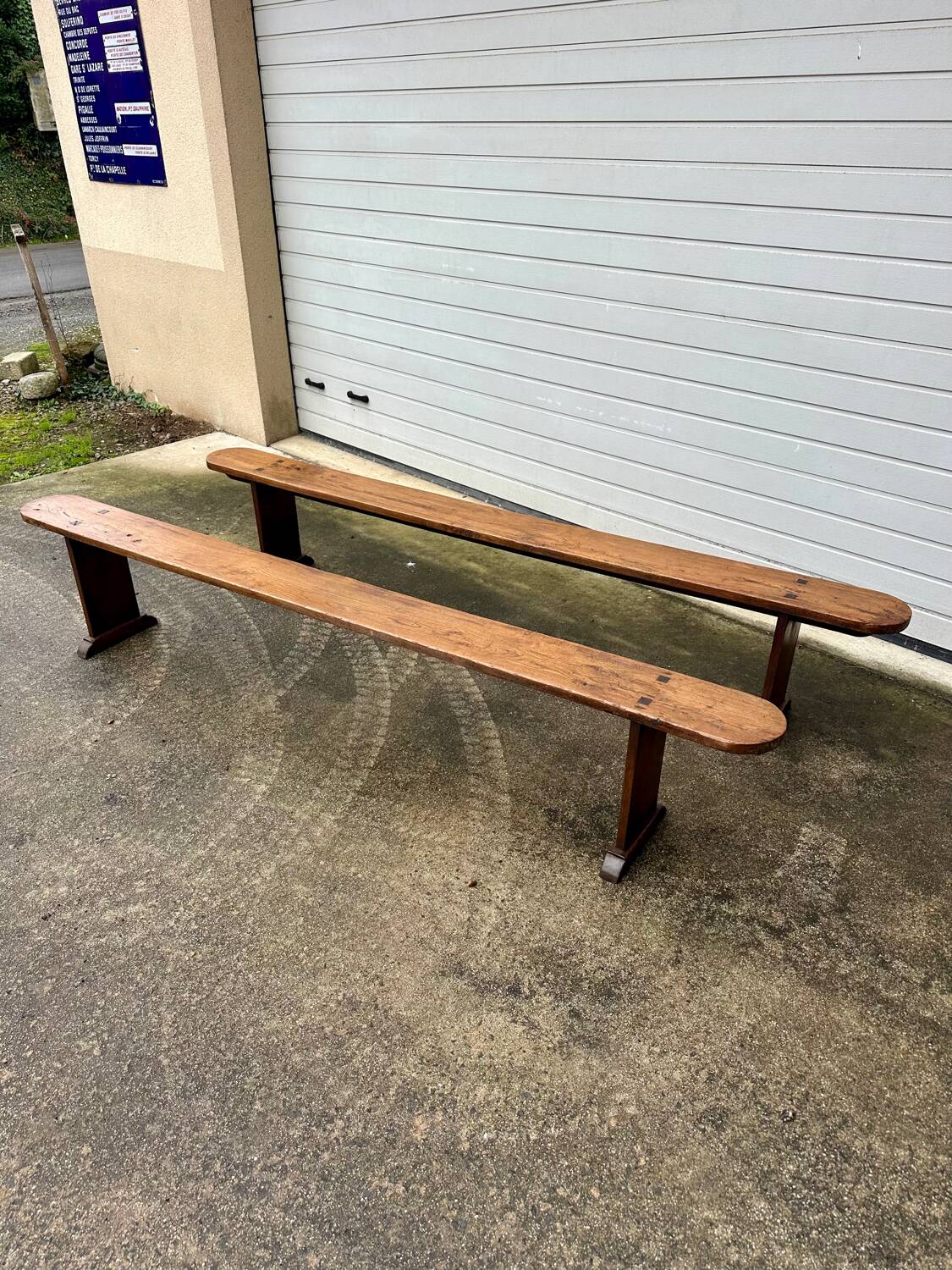 Pair of solid elm benches