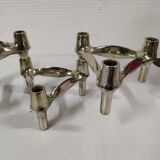 series of 4 Scandinavian candlestick Nagel chrome
