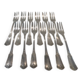 12 silver plated cake forks, goldsmith sfam, empire style