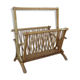 Rattan magazine holder, handmade in France