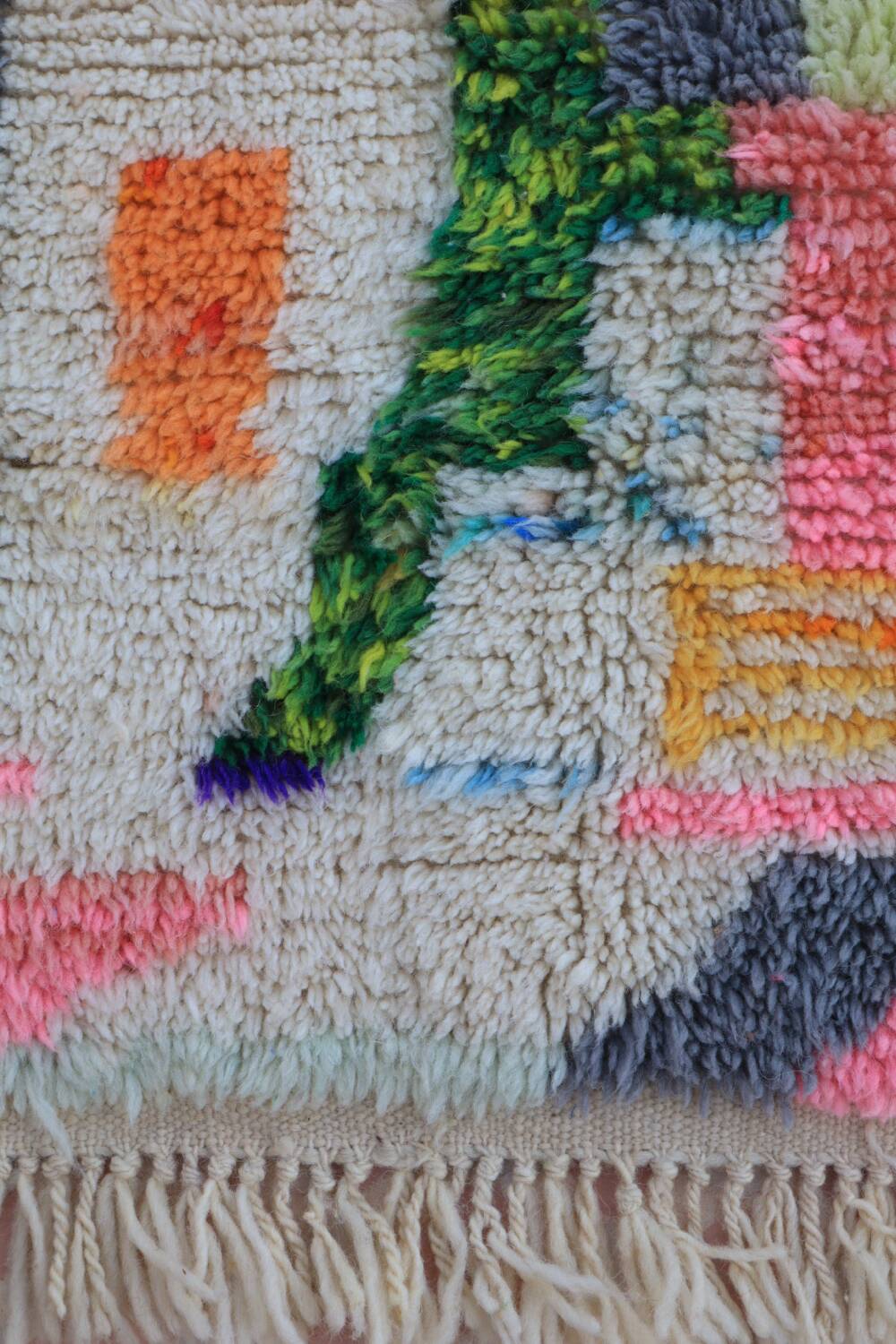 Modern multicolor boujad berber moroccan rug