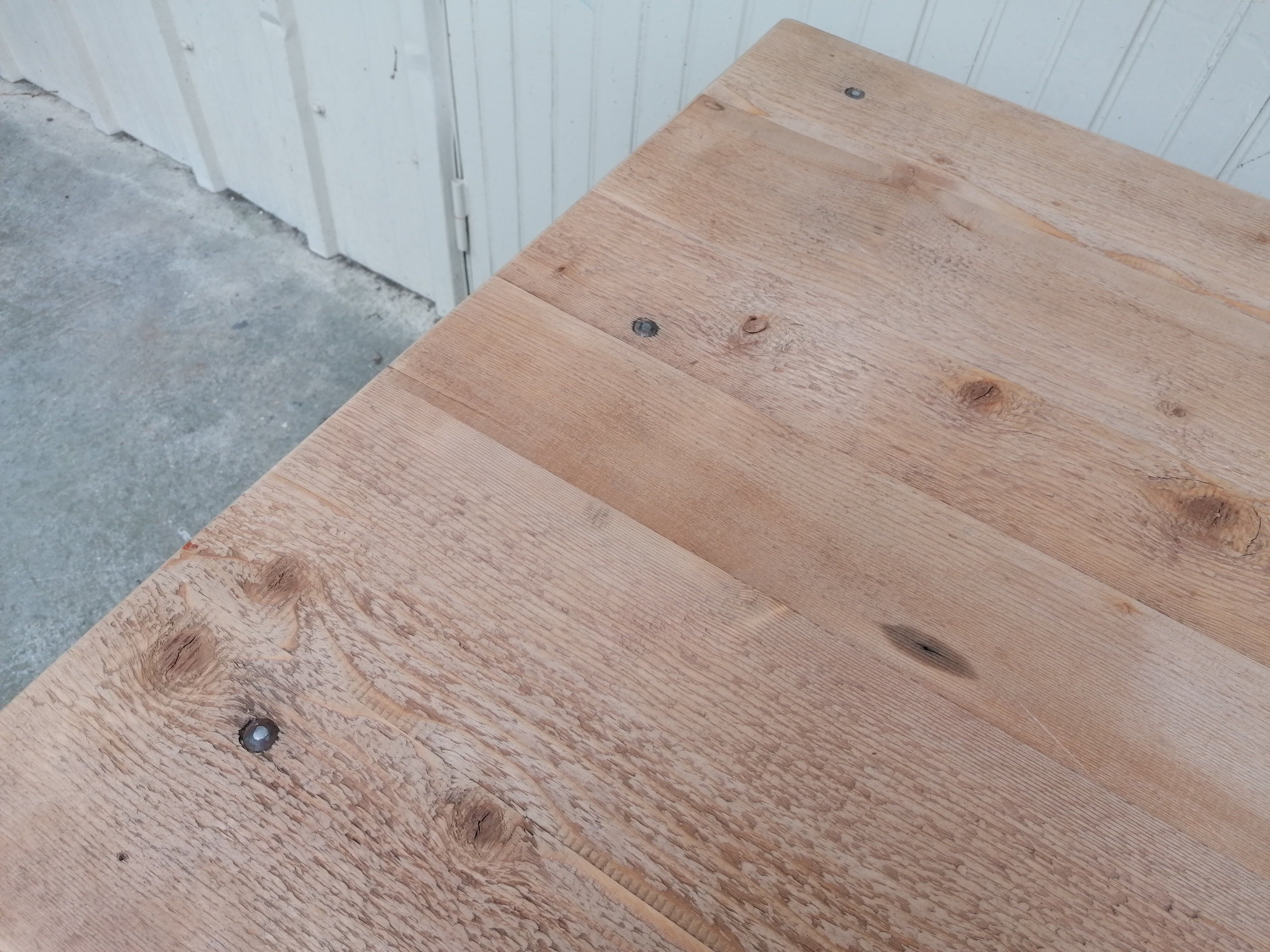 Antique workshop workbench, vintage, metal and wood