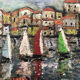 Tableau ancien "Le marché du port"