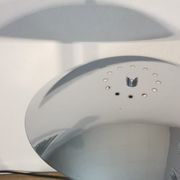 Mushroom lamp, chrome metal saucer, Aluminor, France, 1970