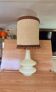 Large vintage 1970s tinted glass lamp with shade.