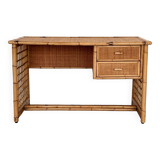 Italian Bamboo and Rattan Desk or Vanity with two Drawers, 1970s