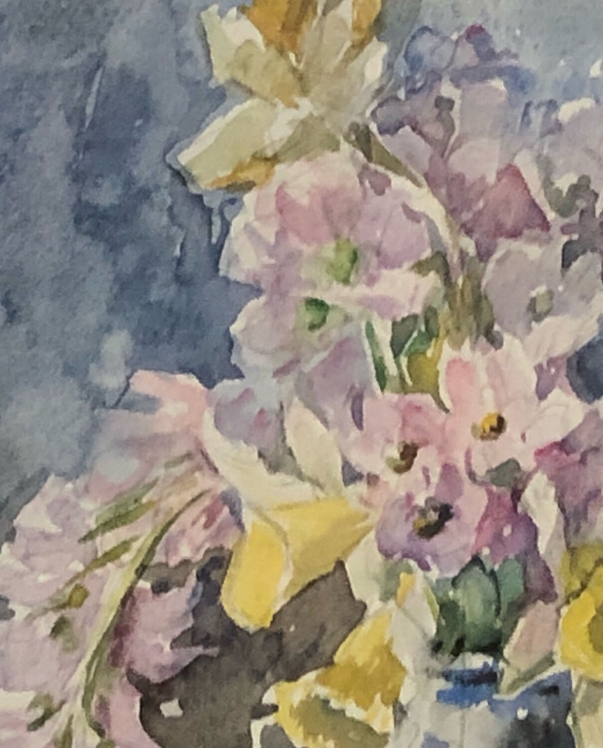 Watercolor bouquet , anonymous XXth
