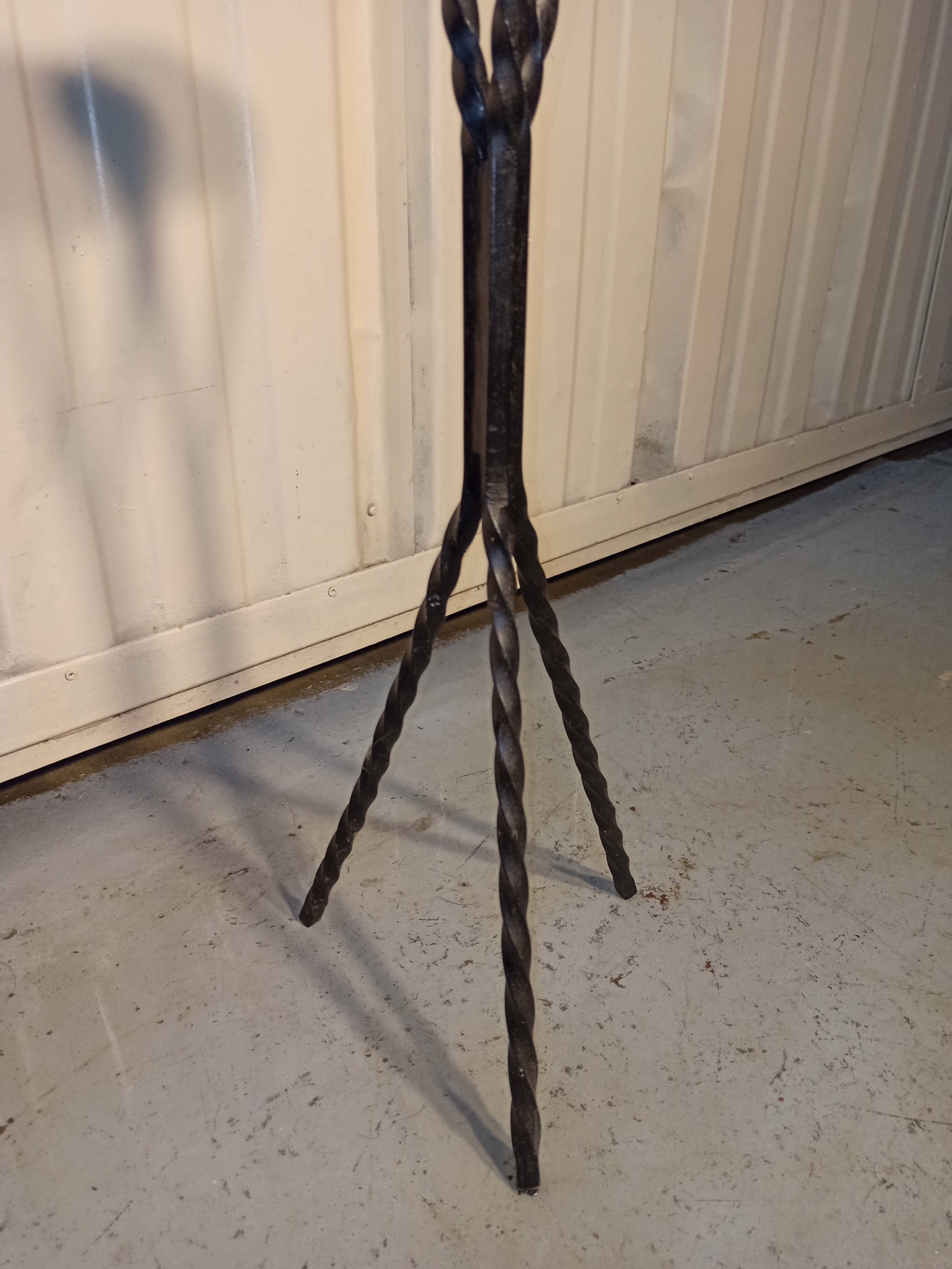 Standing ashtray wrought iron base cast aluminum ashtray