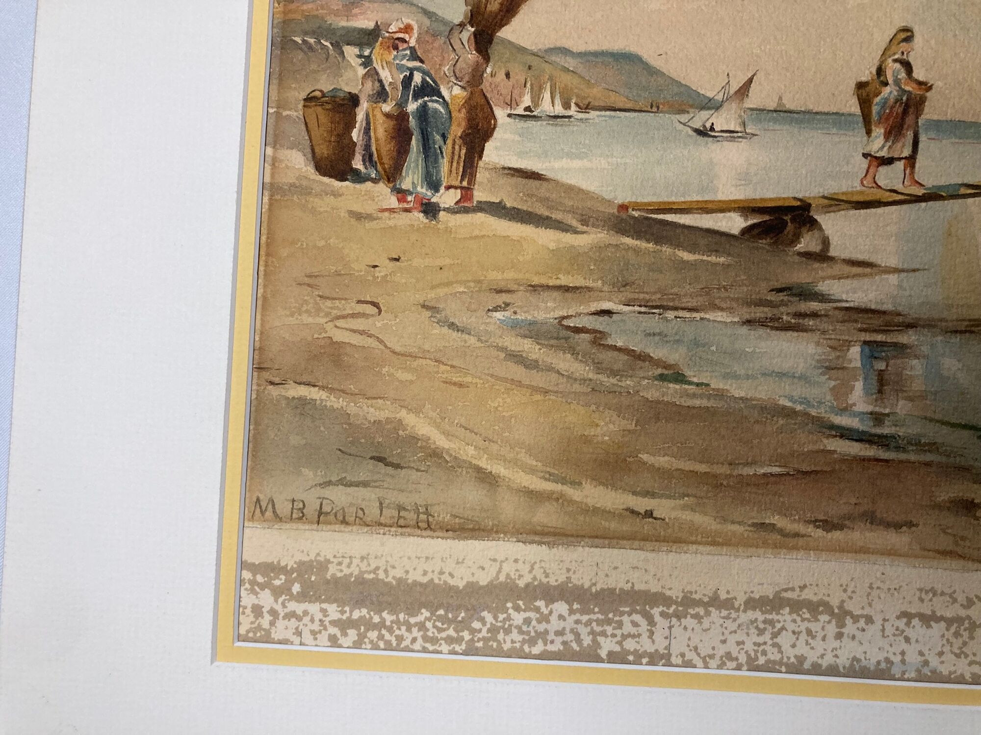 2201039 Watercolor Return from fishing in Portugal signed early twentieth century