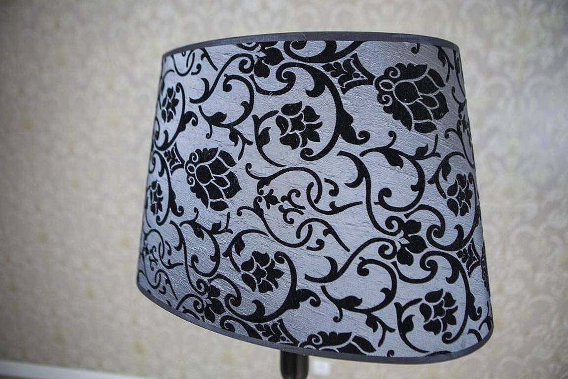 Early 20th Century Floor Lamp with Floral Fabric Shade, 1950s