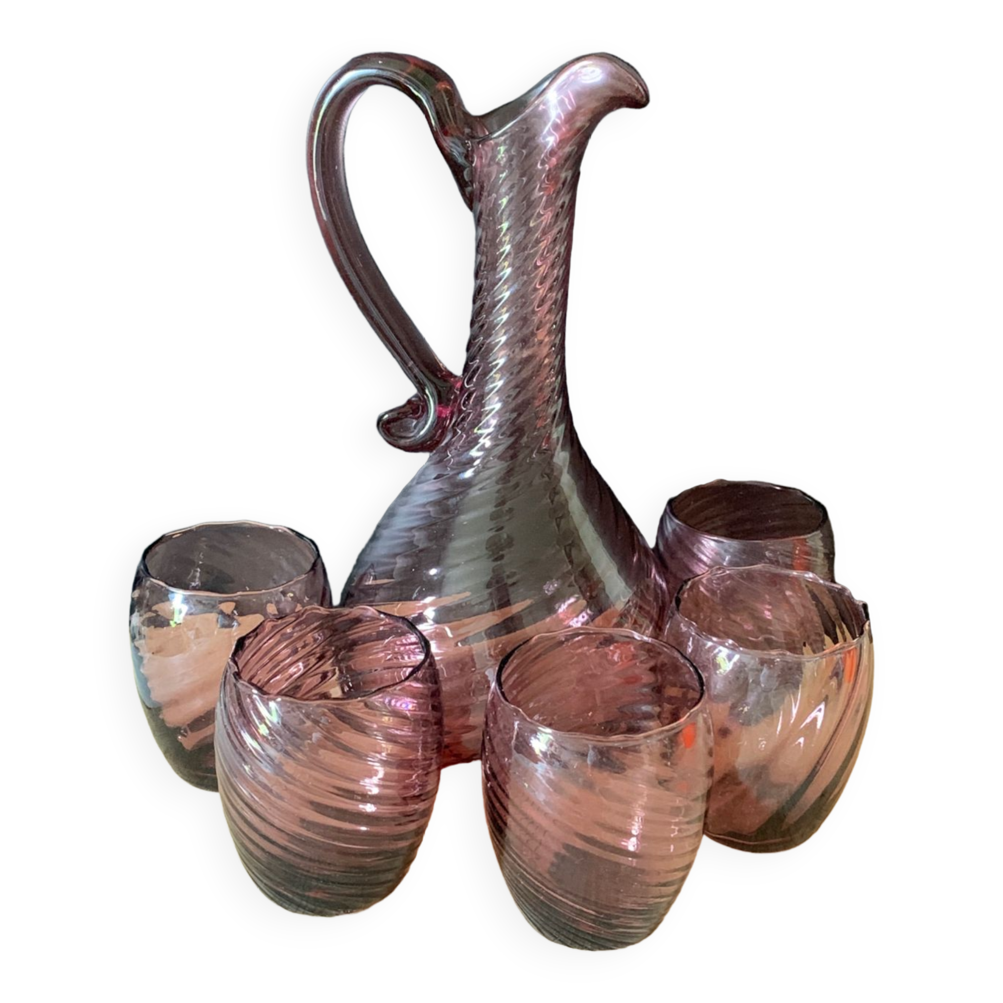 Purple blown glass orangade service