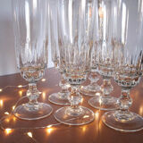 Set of 6 champagne flutes in chiseled glass