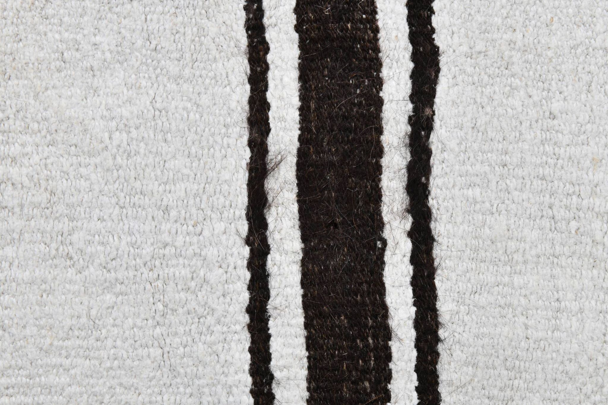 White Brown Striped Turkish Runner Rug, 70x310Cm