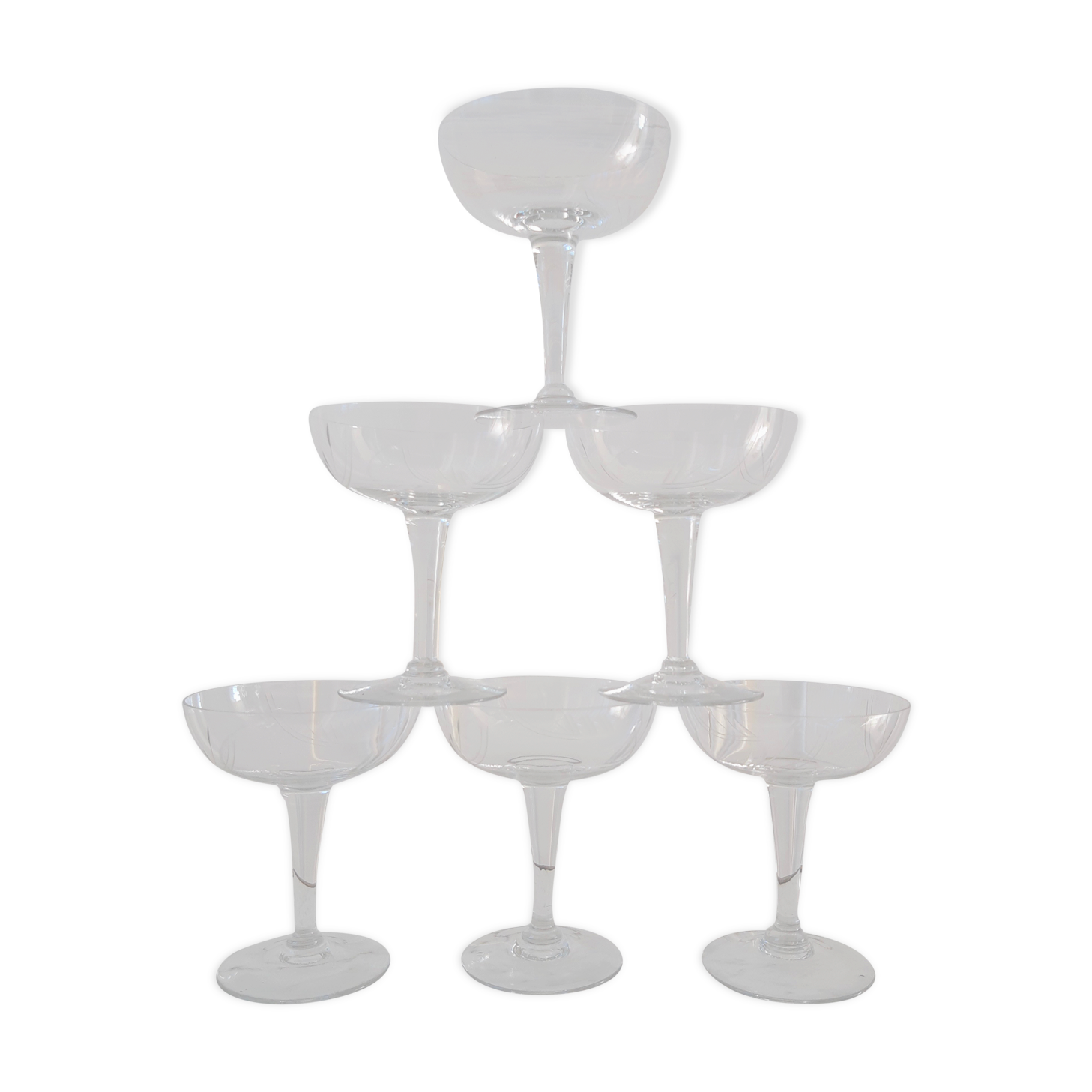 Lot de 6 coupes à champagne en cristal