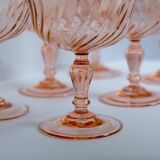 Set of 6 cups champagne rose vintage Rosaline pink swirl glass Arcoroc Luminarc France