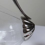 Vintage glass and silver-plated metal jug, modernist pitcher/carafe from 1950-1970.