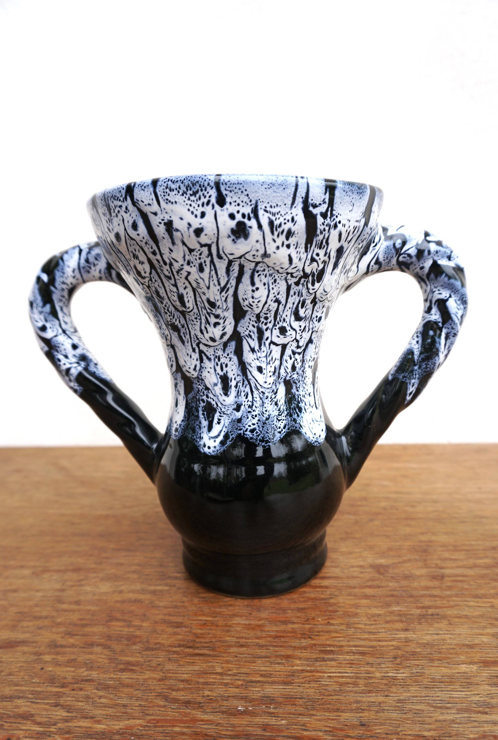Vase in the style of Vallauris black and white