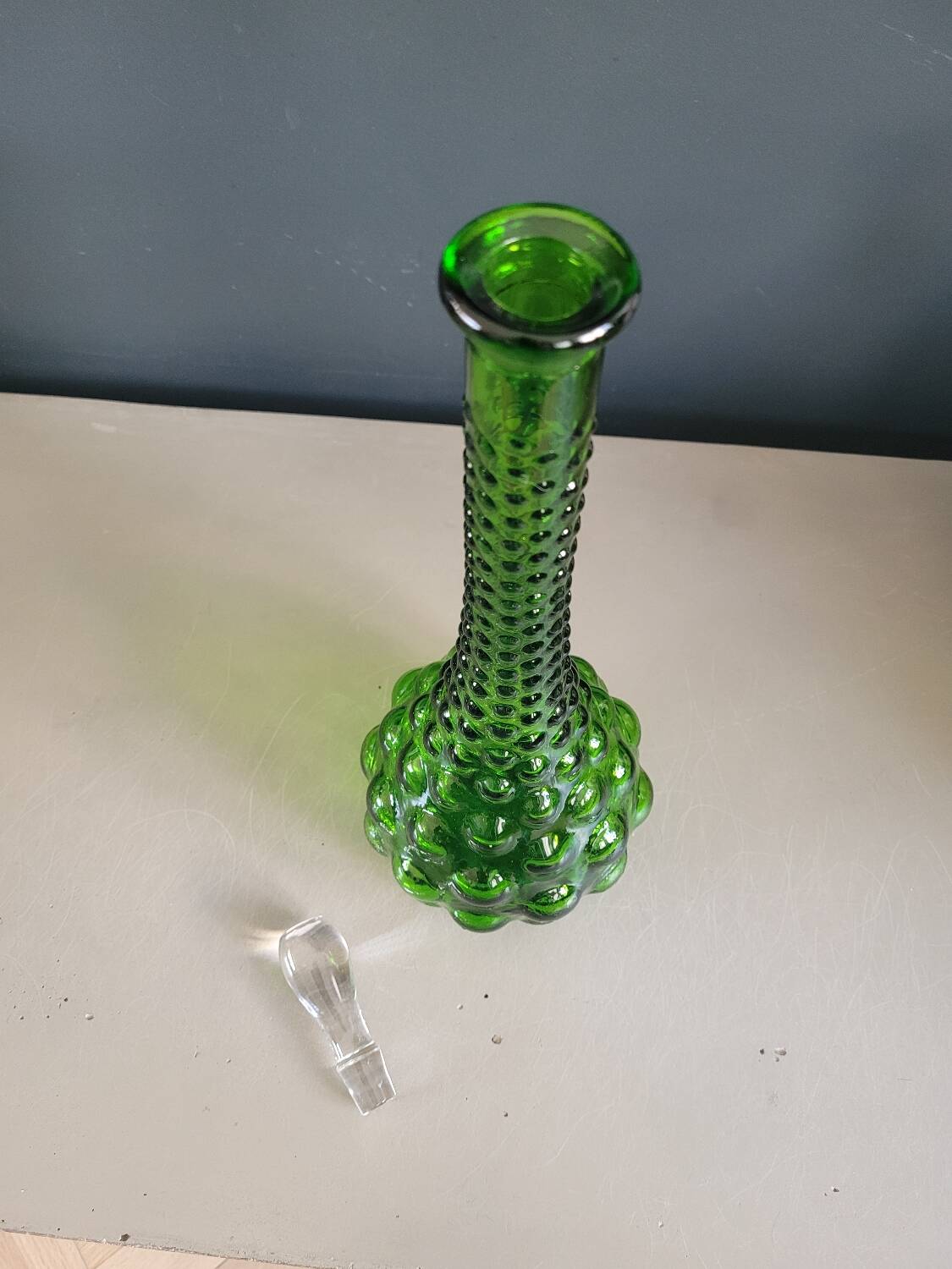 Vintage green Empoli carafe