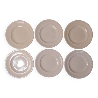 Longwy 6 assiettes plates rose poudré