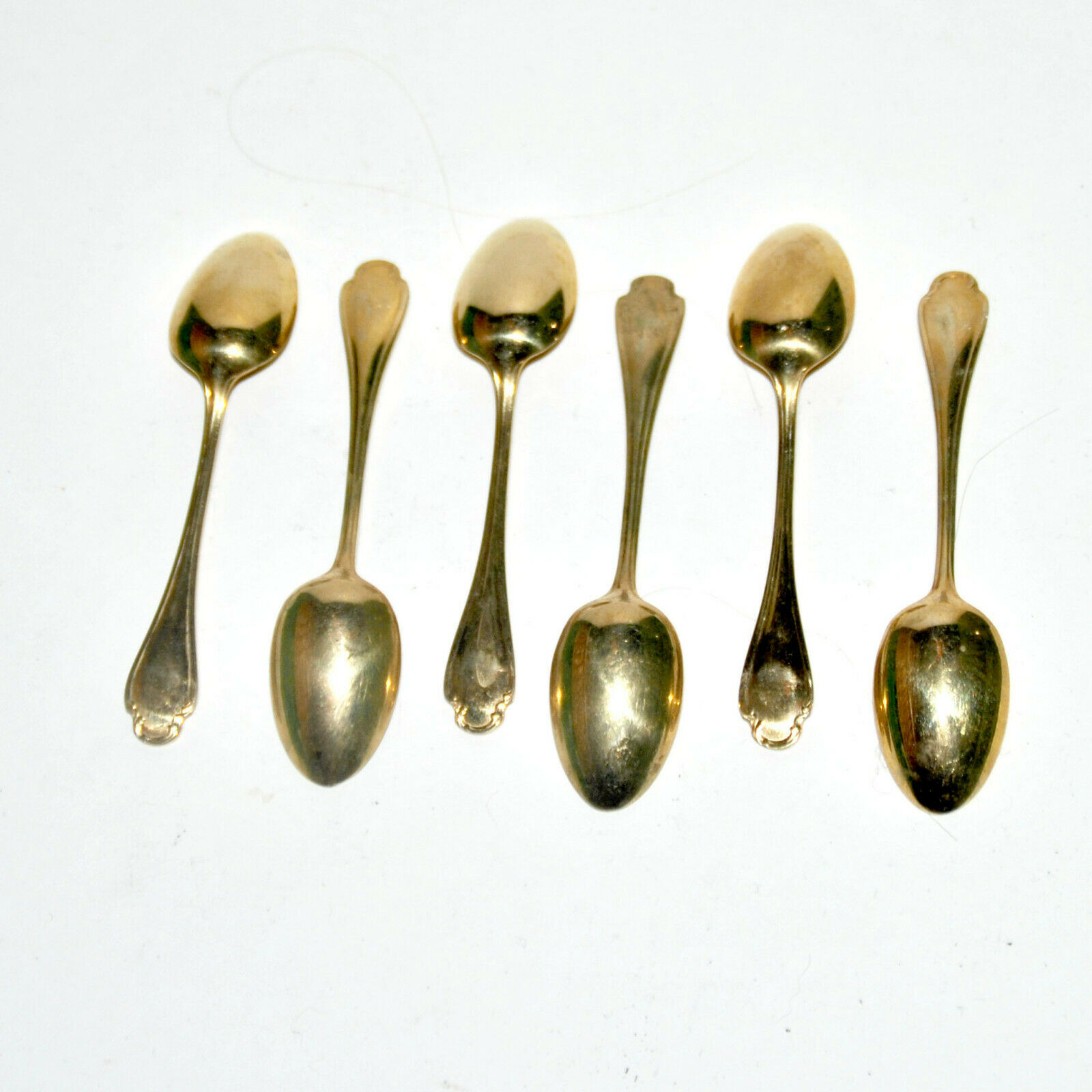 Series of 6 teaspoons gilded Pompadour plated Alfénide gold by Christofle
