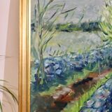 Original Swedish Mid Century Oil on Canvas "Path" - Vintage & Framed
