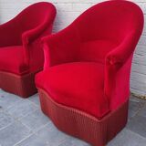 2 velvet toad armchairs