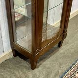 19th century cherry wood display case with black marble top