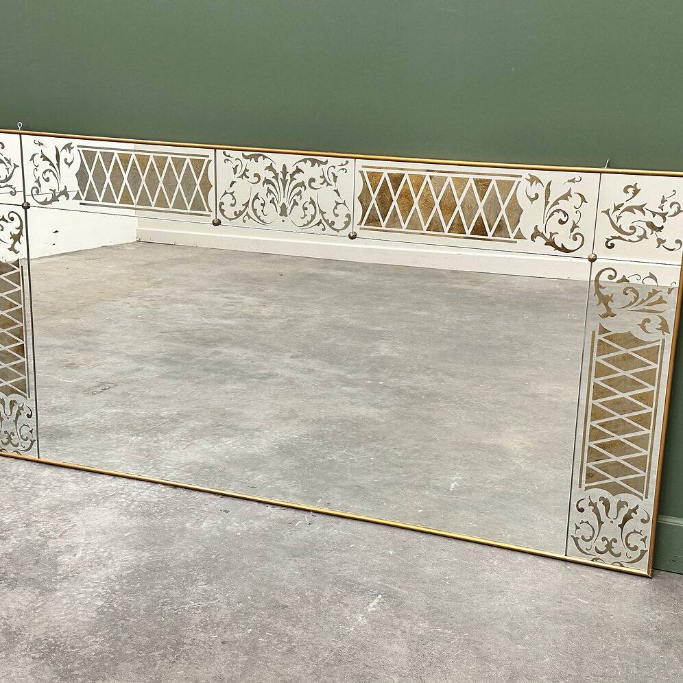 Exquisite very large bistrot Art Nouveau mirror, France 1930s.