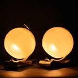 Paire de lampes de table Art Déco chromées des années 1930, Tchécoslovaquie