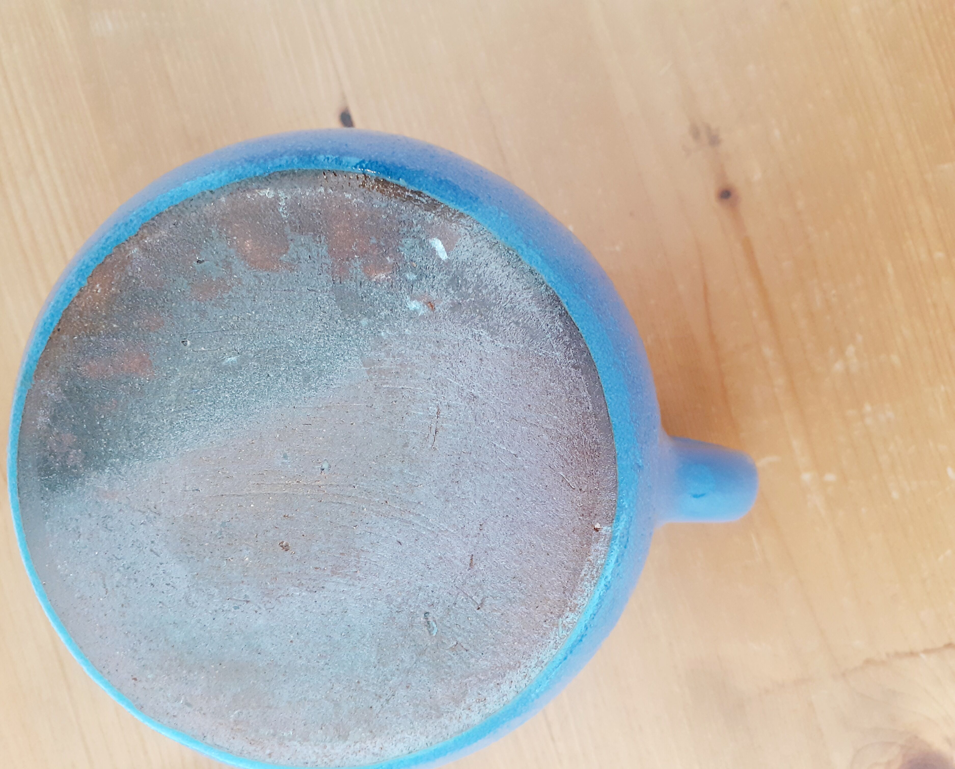 Old glazed blue sandstone pitcher