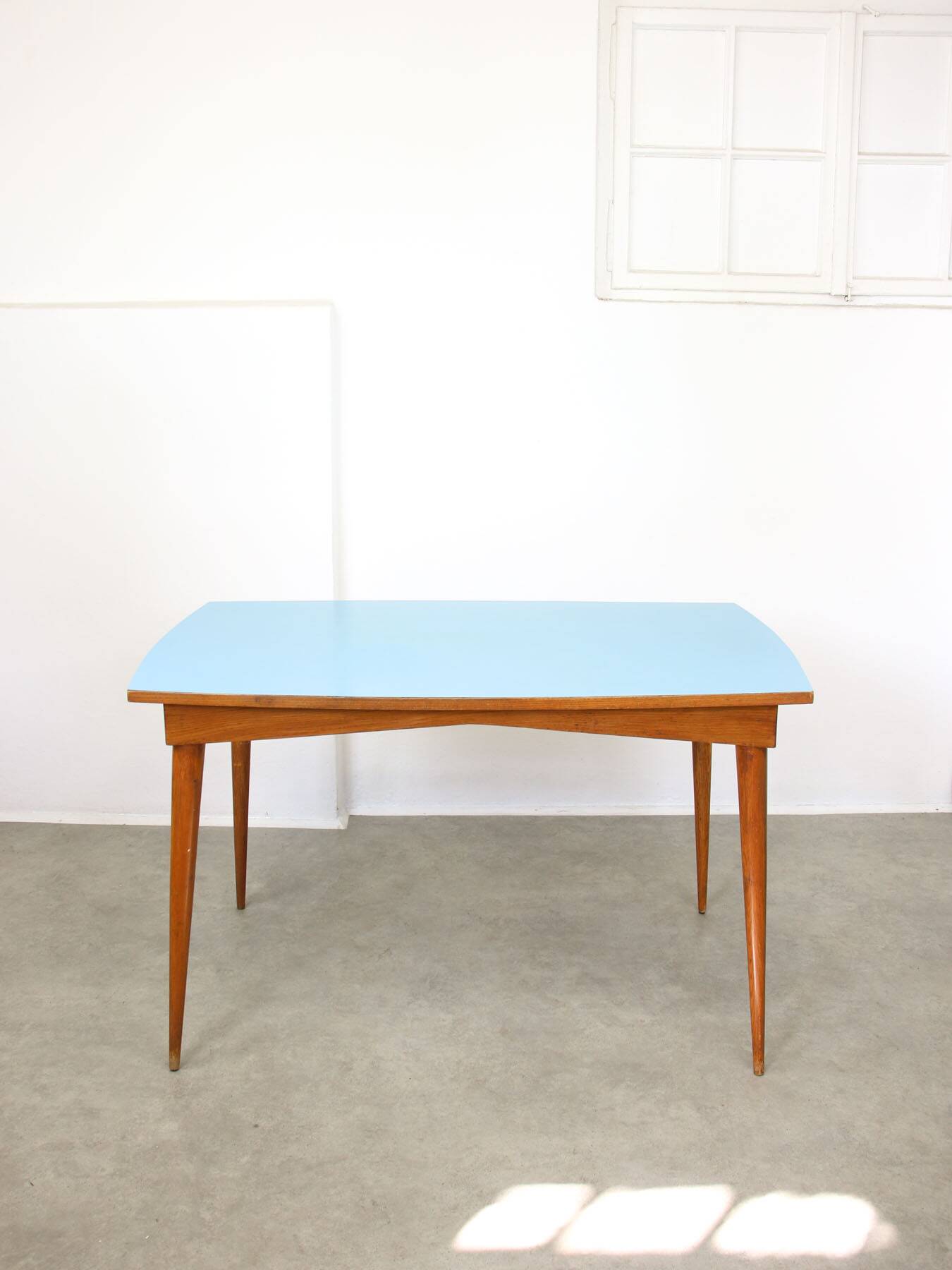 Mid-century Italian Wooden Dining Set of 5 in Blue