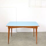 Mid-century Italian Wooden Dining Set of 5 in Blue