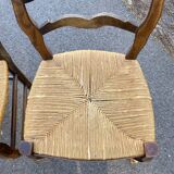 4 wooden country straw chairs