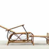 Bauhaus rattan armchair with ottoman by Erich Dieckmann, 1930s