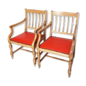 fauteuils bois et cuir