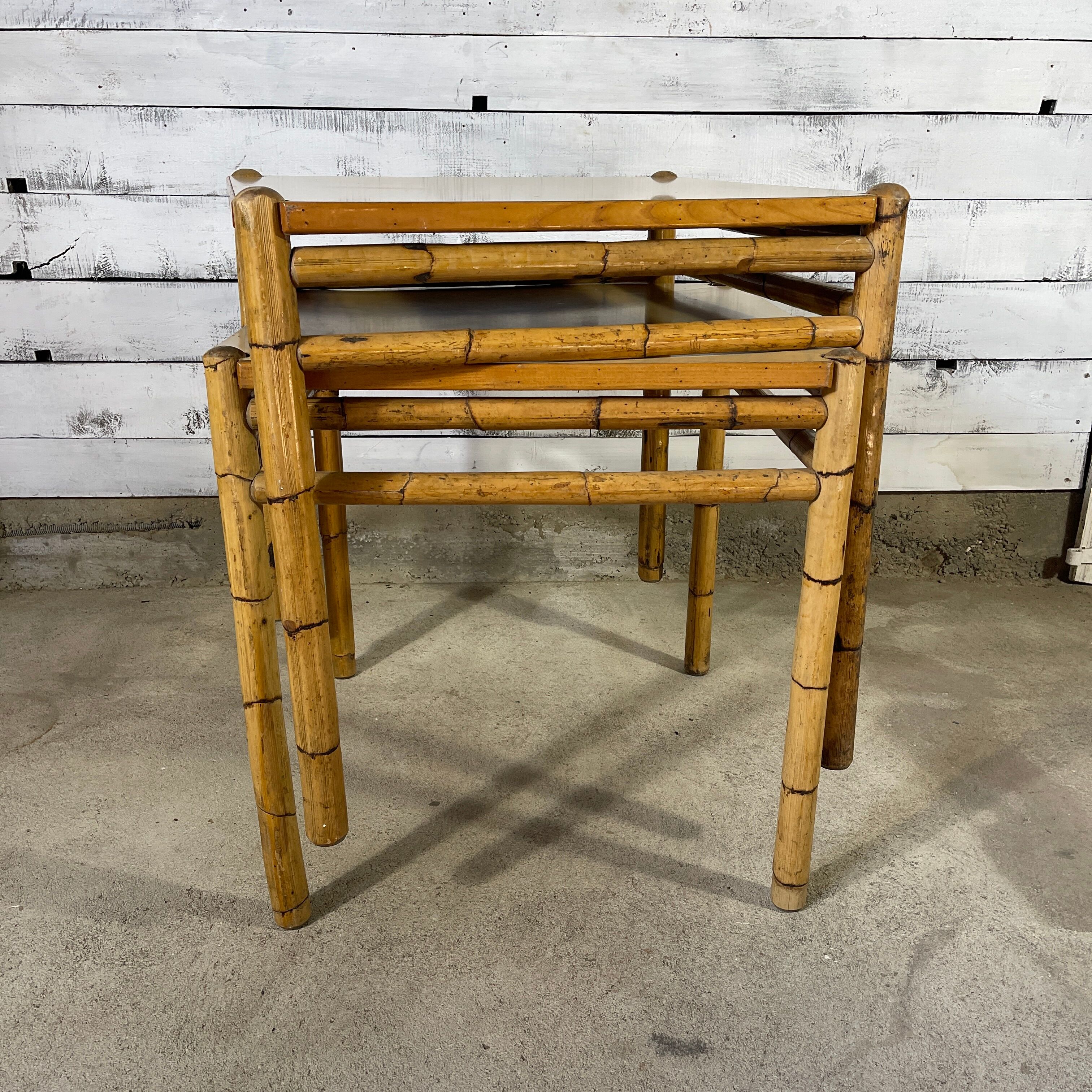 Pair of bamboo dining table with formica top
