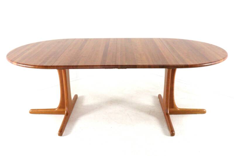 Table à manger ronde extensible 2x 'Hune' - teck massif - design danois