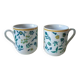Set of vintage DPR mugs – blue and green floral design – h9 x d7.5 cm