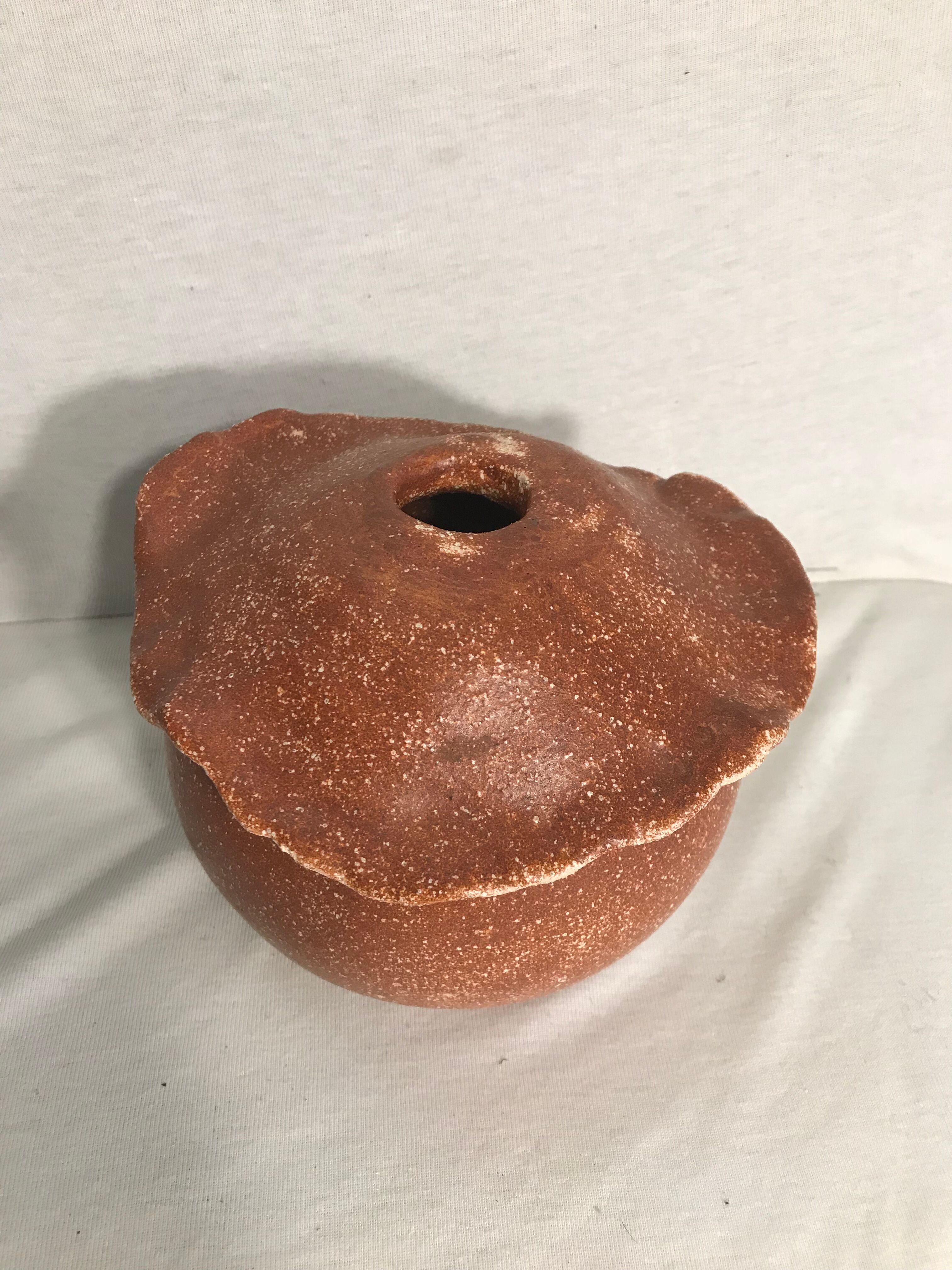 Former Accolay decoration vintage brown ceramic vase