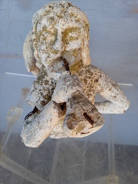 Gargoyle in cement mermaid bugle cathedral ep 1950