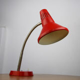Adjustable Desk Lamp in Red Painted Metal and Chrome-Plated Spiral Arm from Tep, 1970s