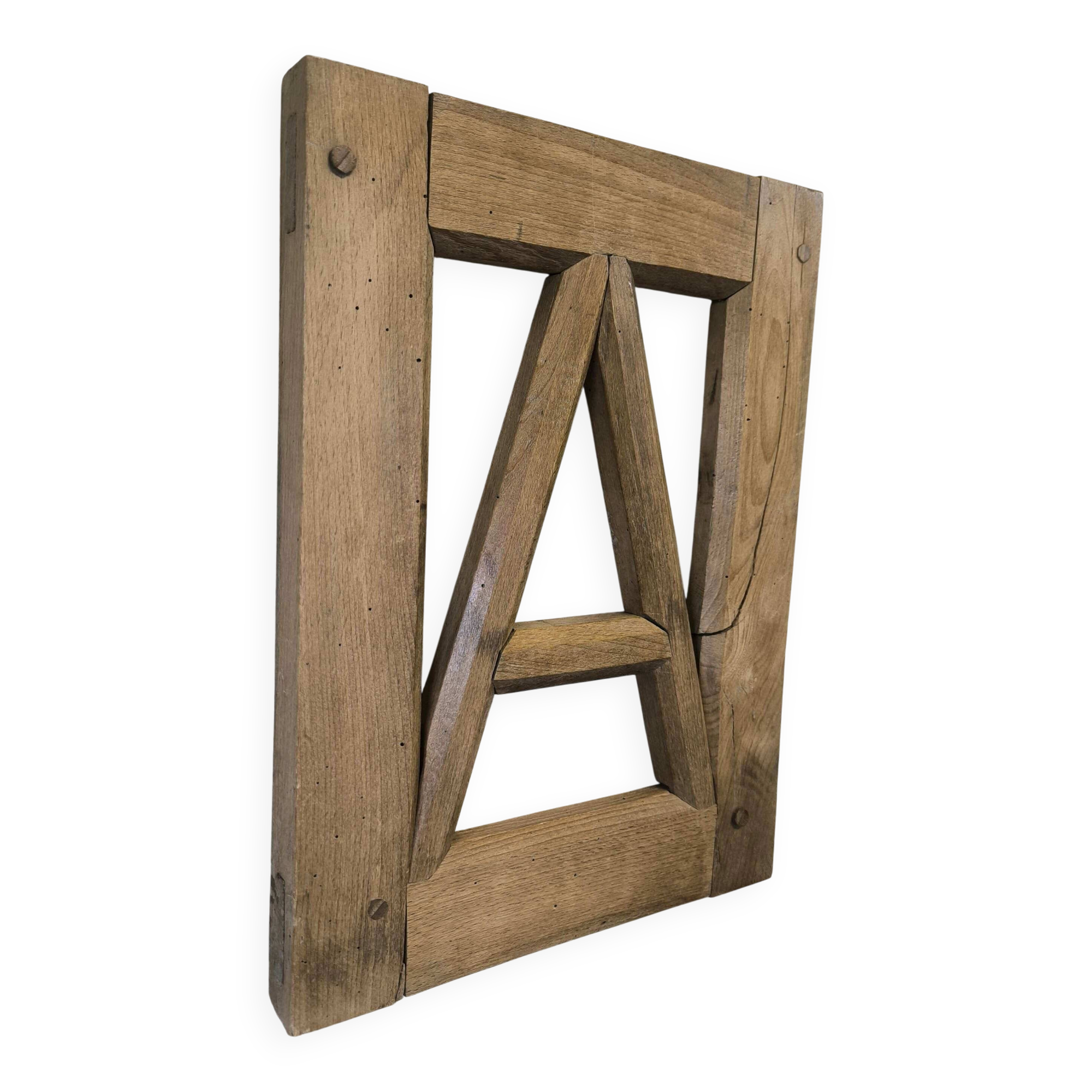 Vintage wooden frame letter A