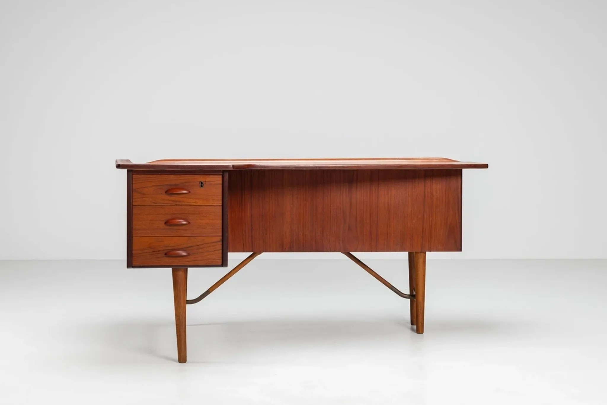 Peter Lovig Nielsen boomerang writing desk teak Lovig Denmark 1960