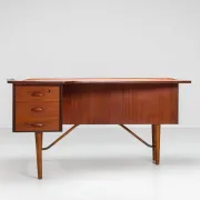 Peter Lovig Nielsen boomerang writing desk teak Lovig Denmark 1960