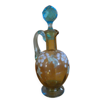 Enamelled liqueur decanter with floral decoration
