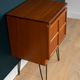 Restored Teak Retro 1960s Nathan Squares Lamp Table Cabinet Hair Pin Legs
