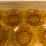 Vereco hollow plates with flowers, amber color